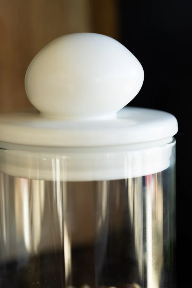 Glass Storage Jar With White Ceramic Lid - Tall - Image 5