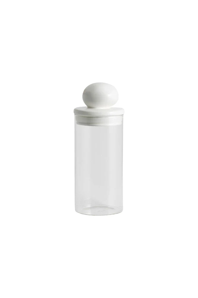 Glass Storage Jar With White Ceramic Lid - Tall - Image 7