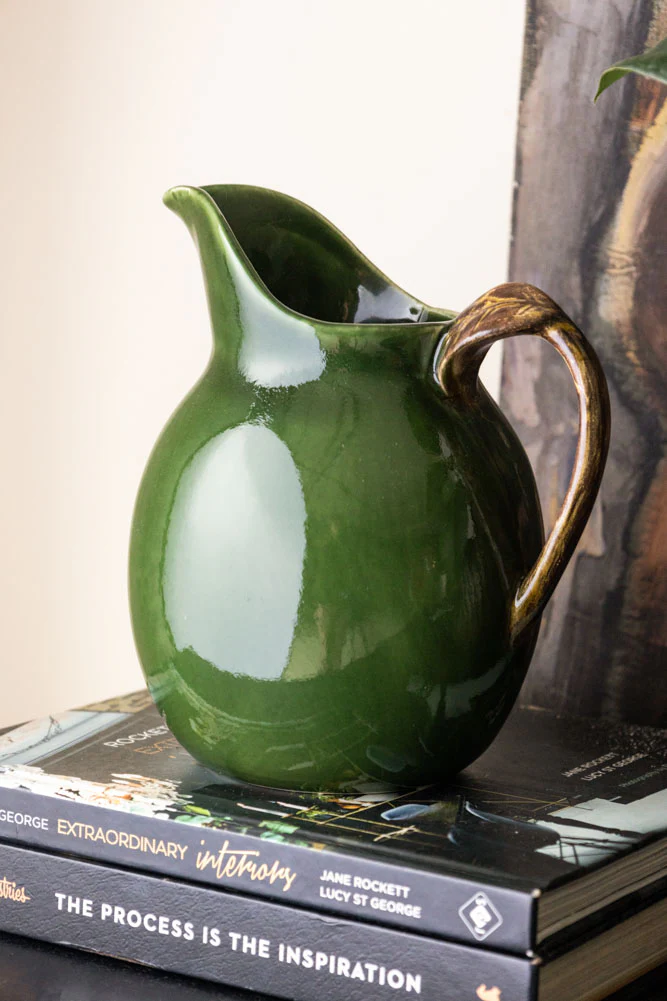 Glazed Jug in Olive Green