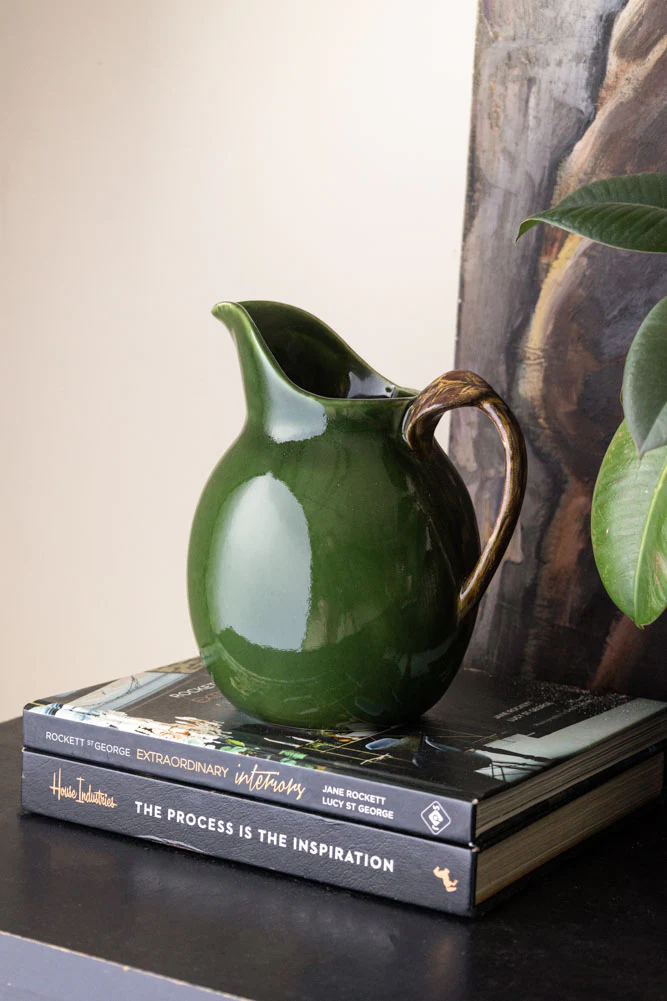 Glazed Jug in Olive Green - Image 3