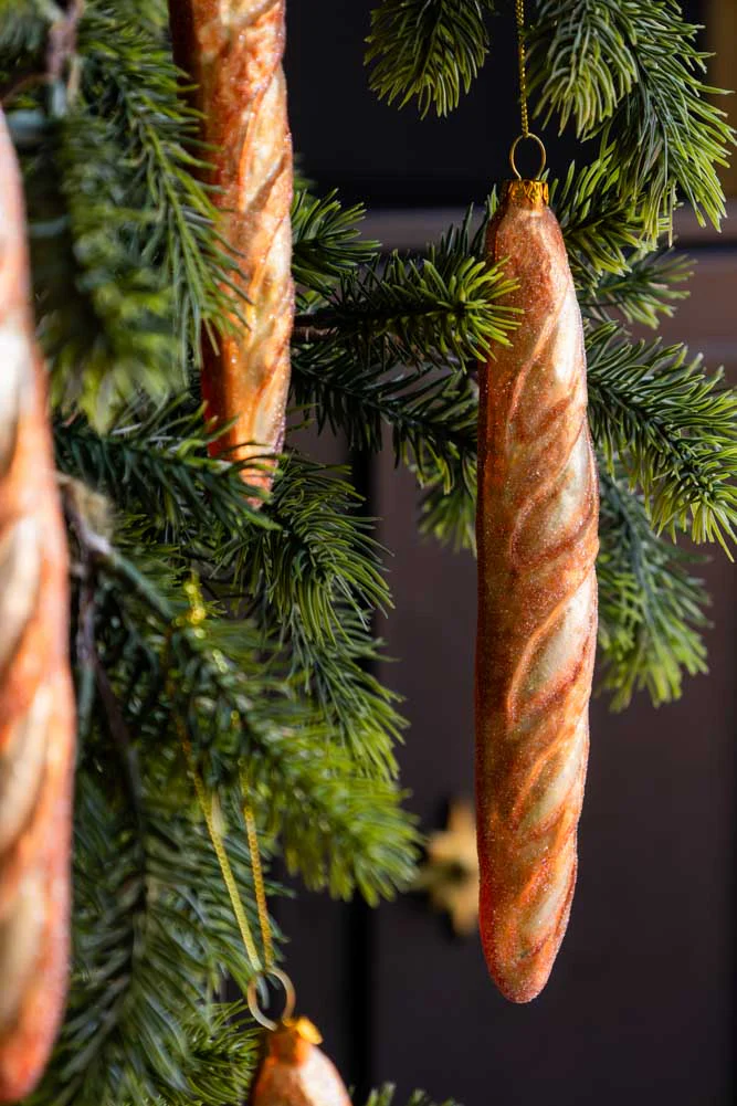 Gold Baguette Glass Christmas Tree Decoration - Image 2