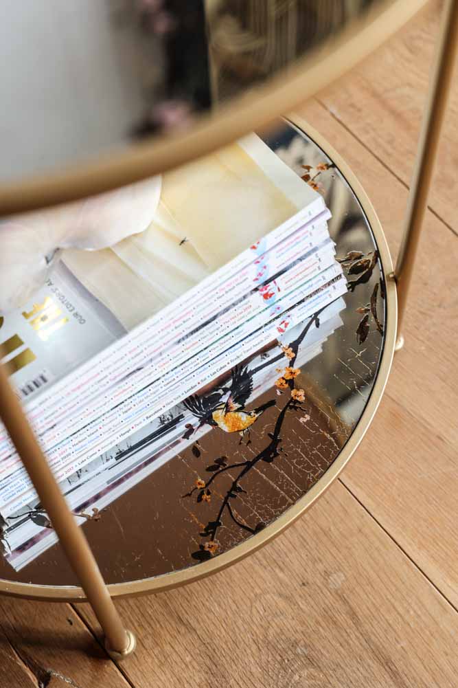 Gold Beautiful Birds Mirror Side Table - Image 10