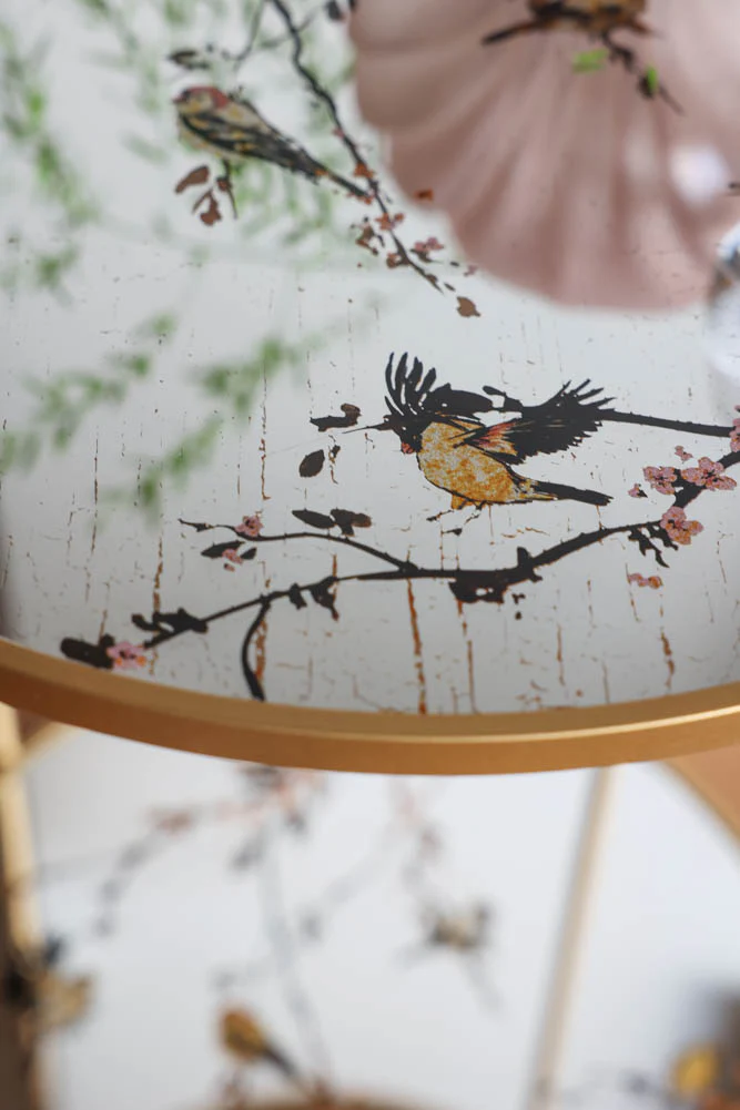 Gold Beautiful Birds Mirror Side Table - Image 6