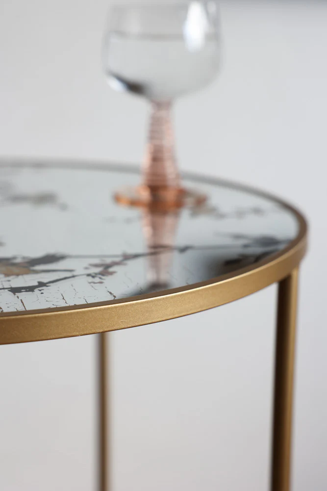 Gold Beautiful Birds Mirror Side Table - Image 7