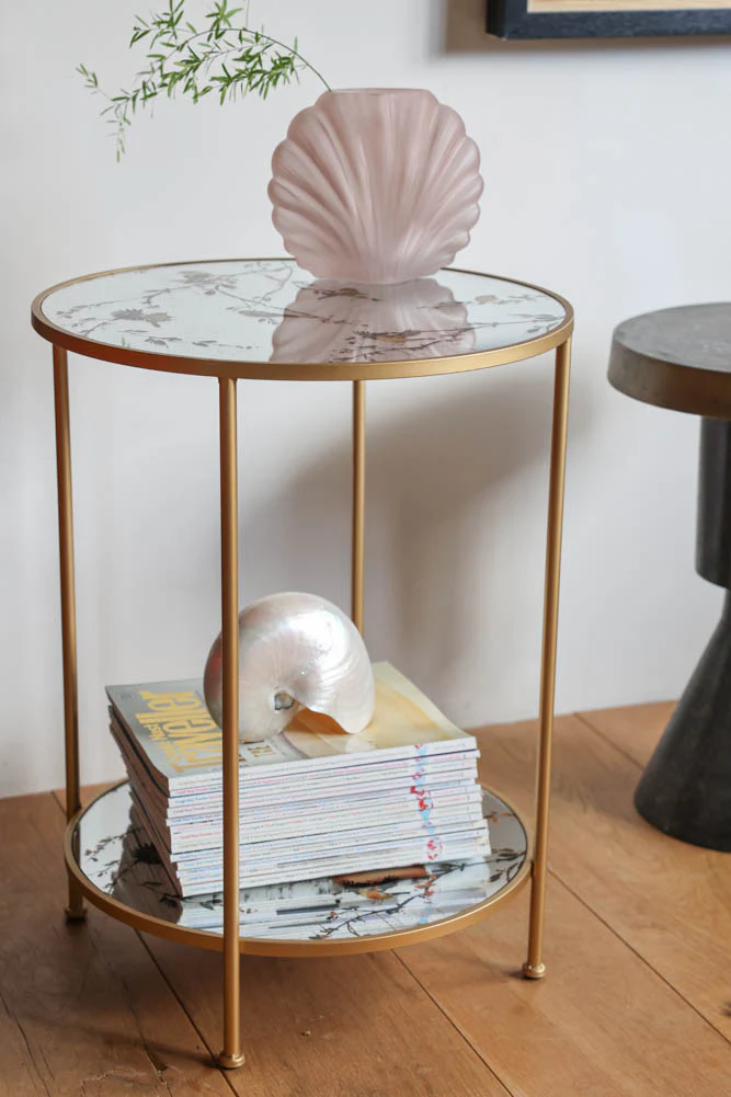 Gold Beautiful Birds Mirror Side Table - Image 8