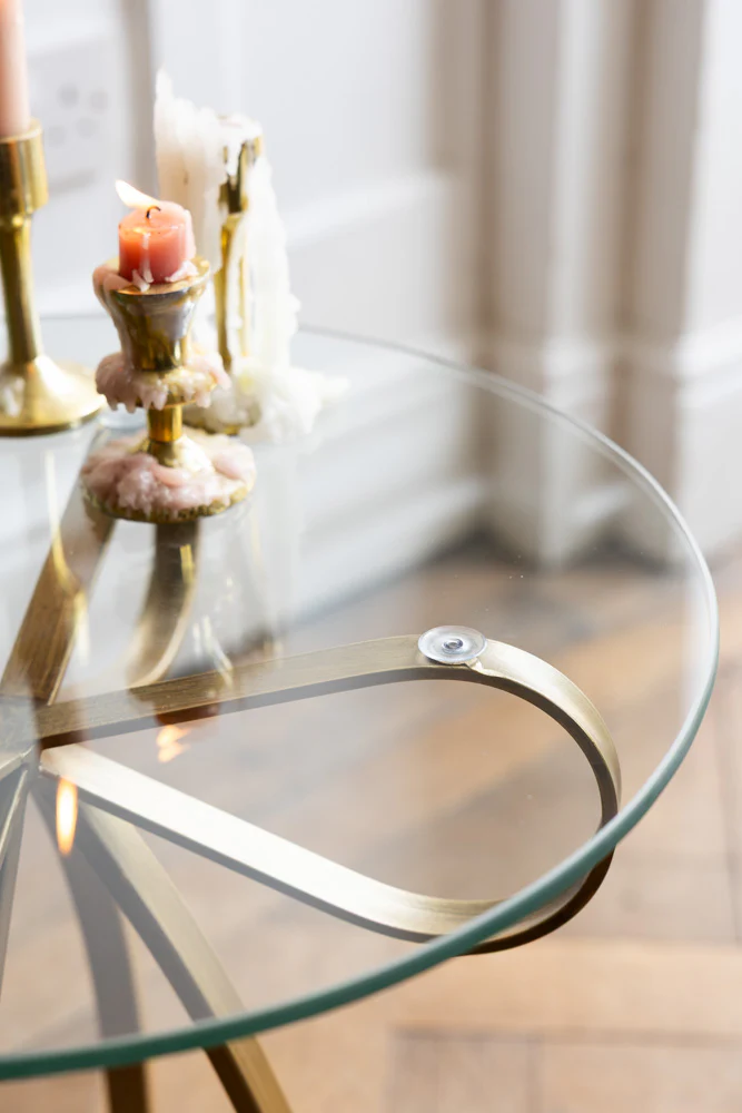 Gold Bow Round Glass Side Table - SECONDS - Image 2