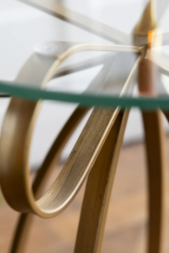 Gold Bow Round Glass Side Table - SECONDS - Image 4