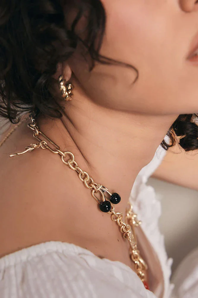Gold Chunky Chain Charm Necklace - Image 12
