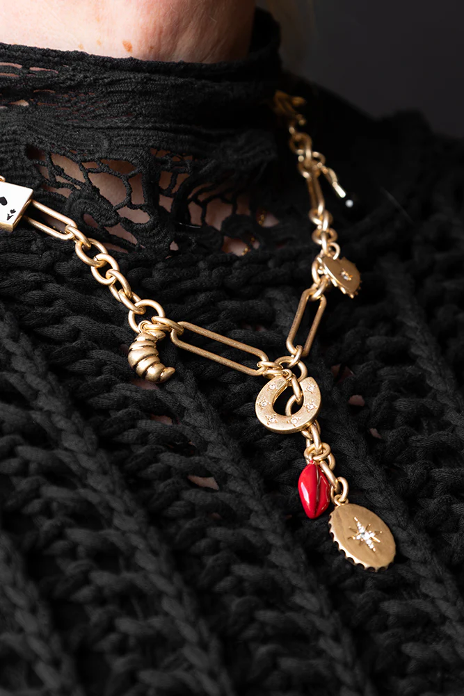 Gold Chunky Chain Charm Necklace - Image 14