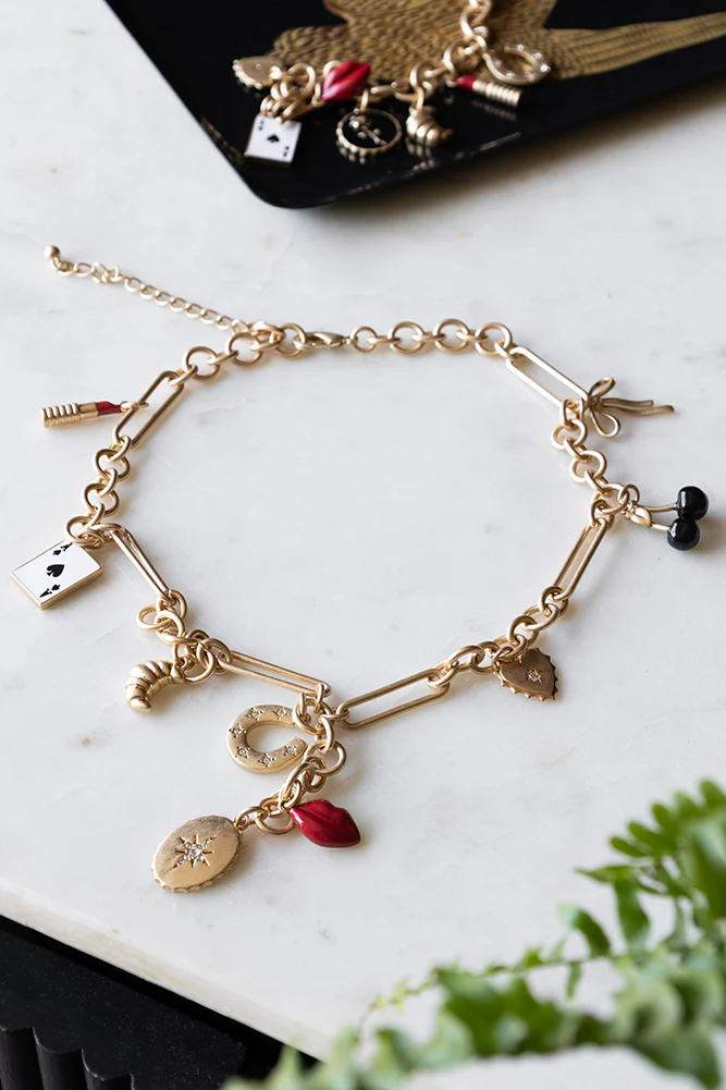 Gold Chunky Chain Charm Necklace - Image 2
