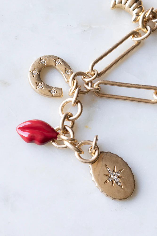 Gold Chunky Chain Charm Necklace - Image 7