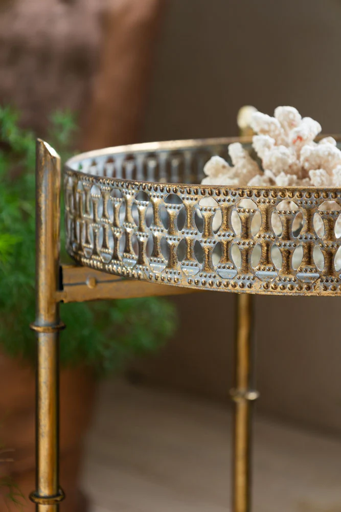 Gold Distressed Mirrored Side Table - Image 8