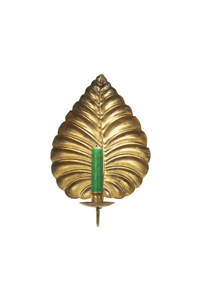 Gold Effect Cheese Leaf Candle Wall Sconce - Image 7