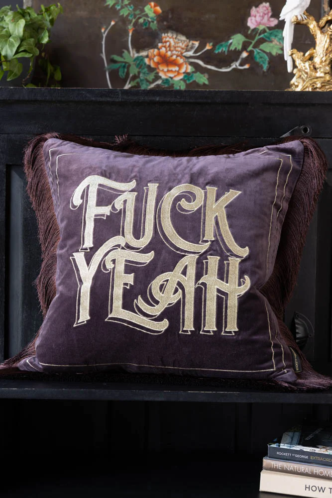 Gold Embroidered Fuck Yeah Cushion - Image 5