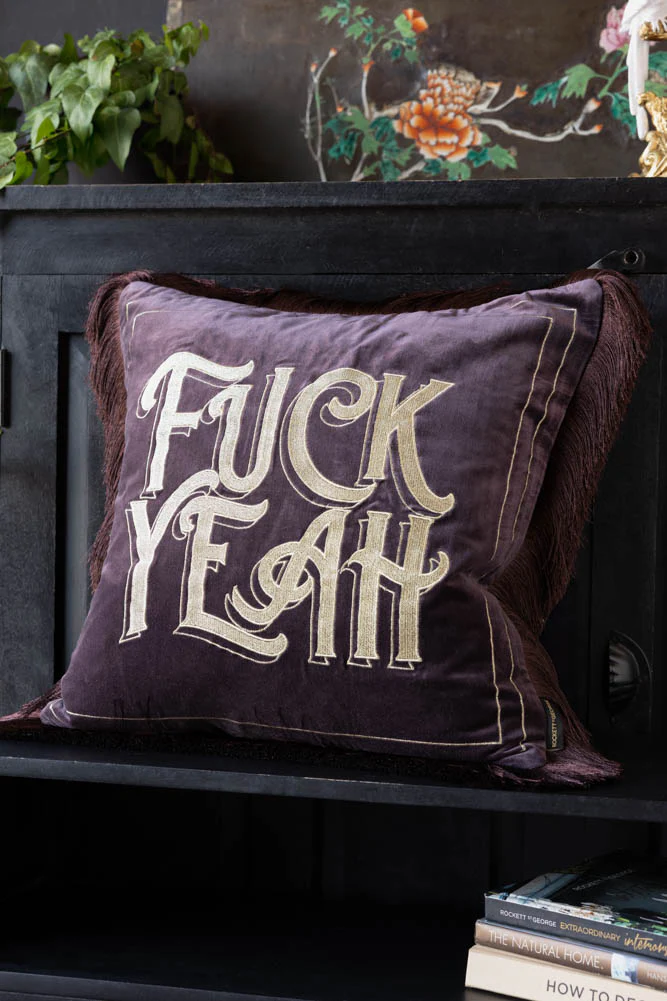Gold Embroidered Fuck Yeah Cushion - Image 6