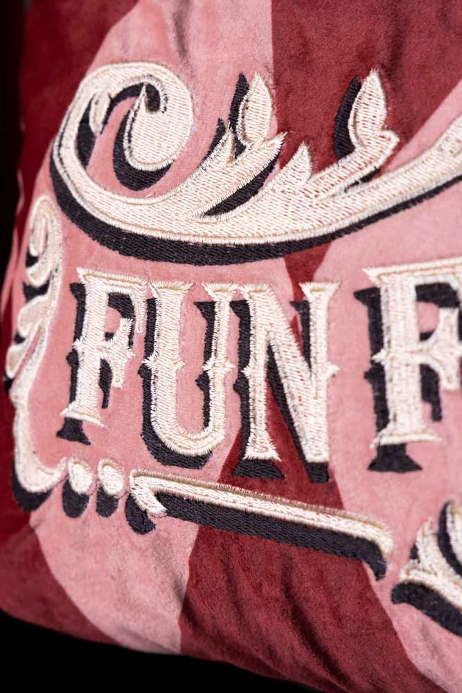 Gold Embroidered Fun For All Cushion - Image 3
