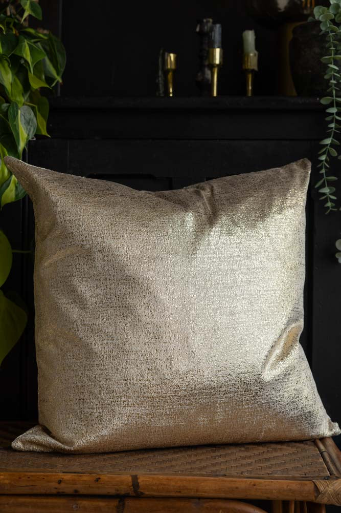 Gold Metallic Velvet Cushion - Image 2