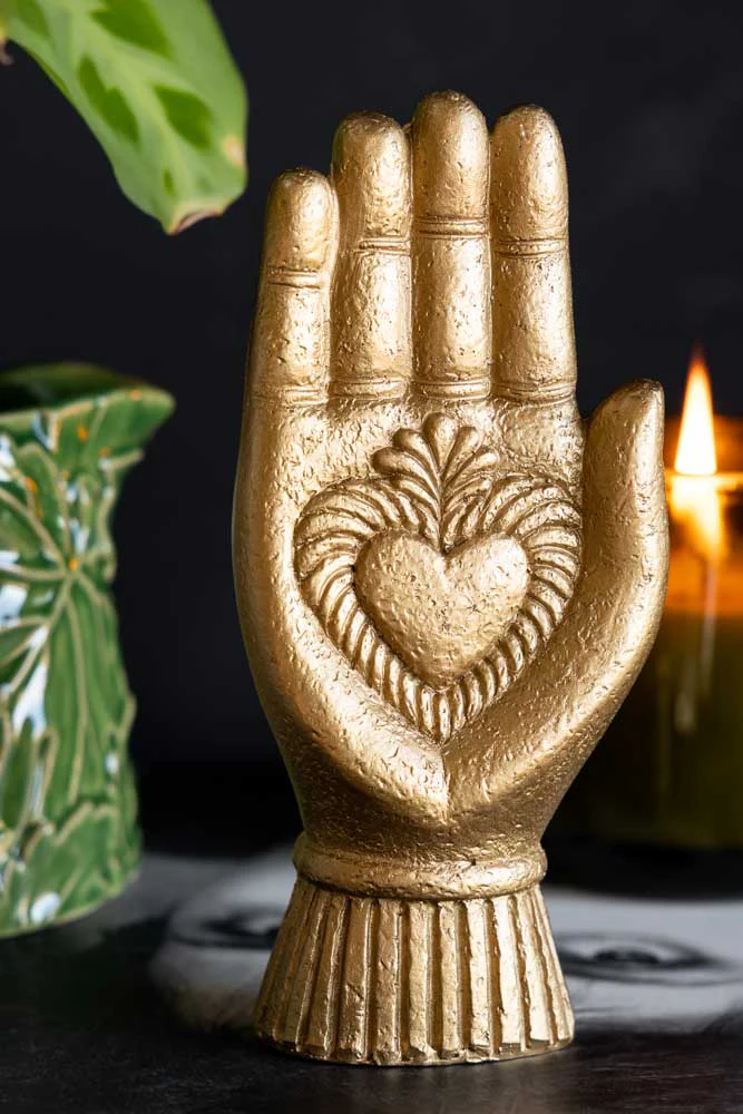 Gold Milagro Heart Hand Decorative Ornament - Image 3