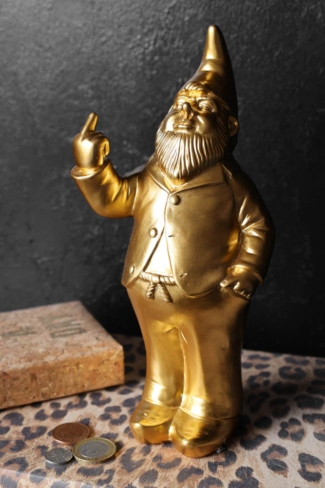 Gold Naughty Gnome Money Box - Image 2