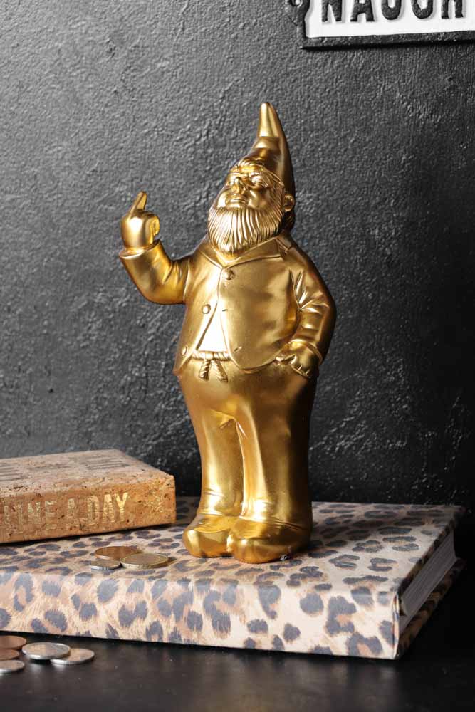 Gold Naughty Gnome Money Box - Image 4