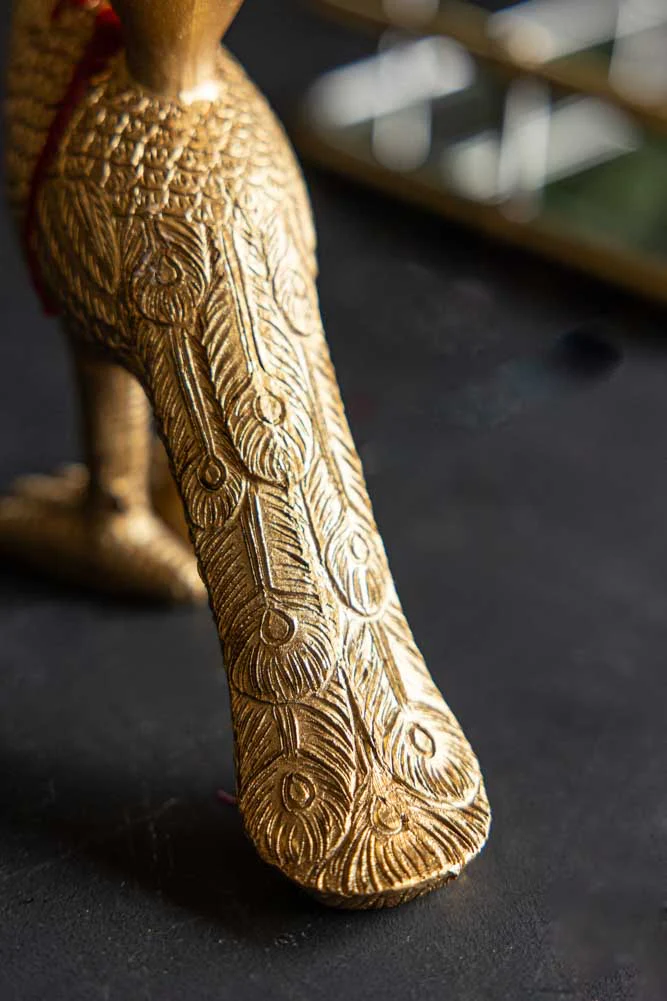 Gold Peacock Standing Candlestick Holder - Image 4
