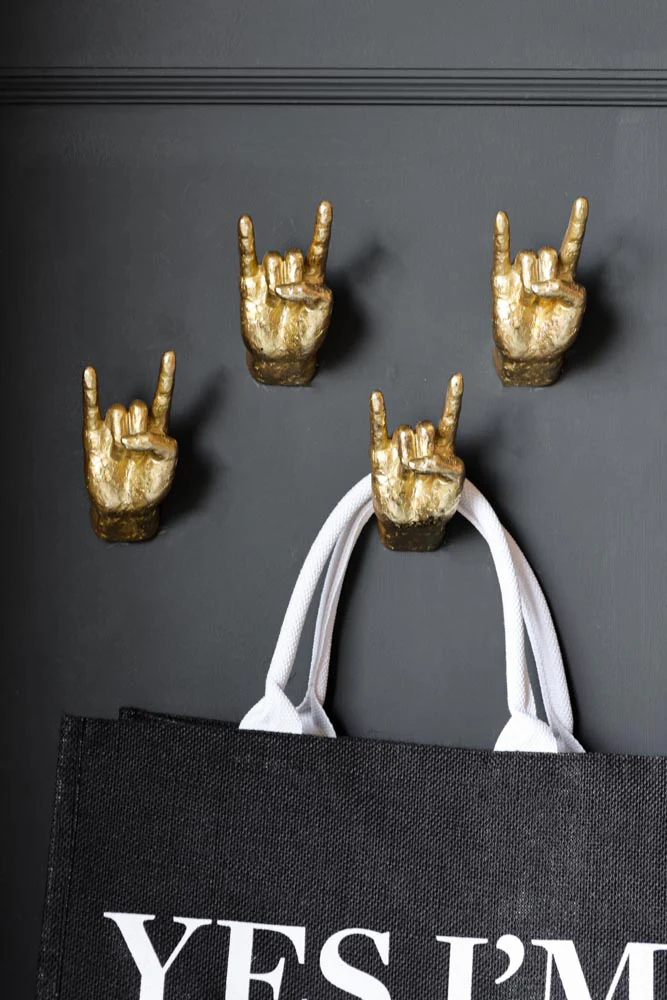 Gold Set of 4 Rock On Wall Hands - Image 2