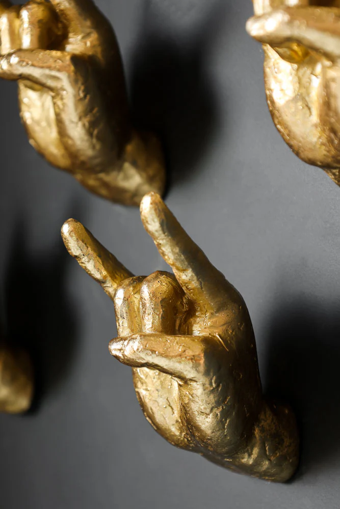 Gold Set of 4 Rock On Wall Hands - Image 3