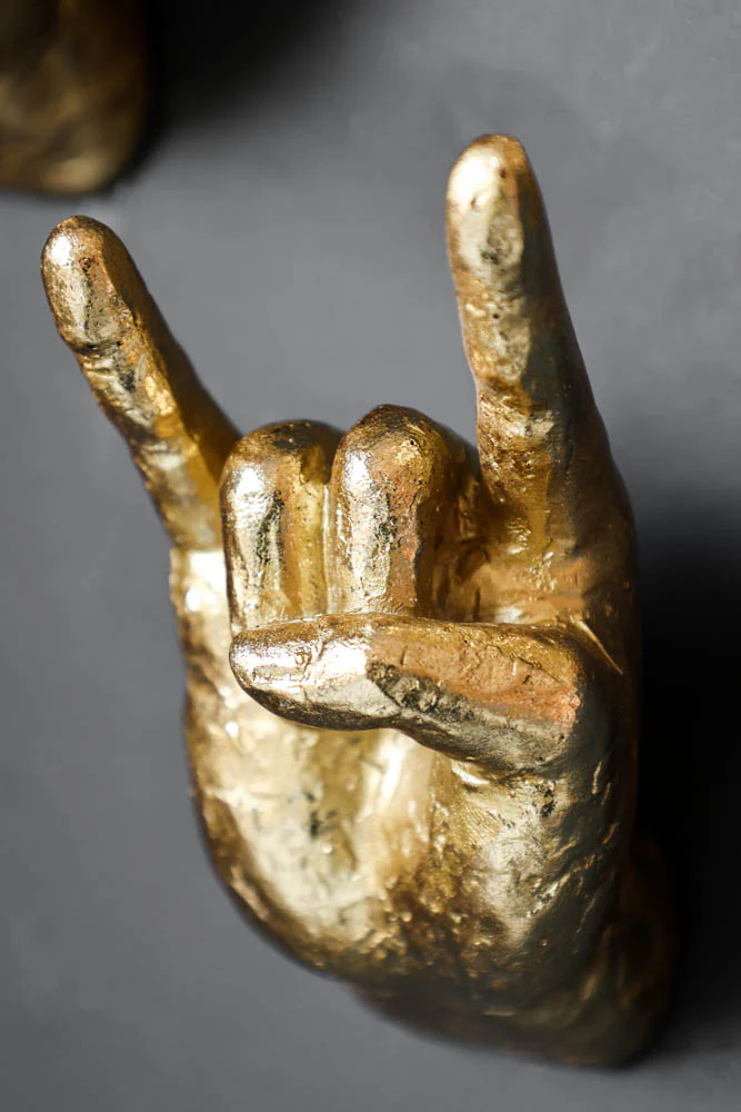 Gold Set of 4 Rock On Wall Hands - Image 4