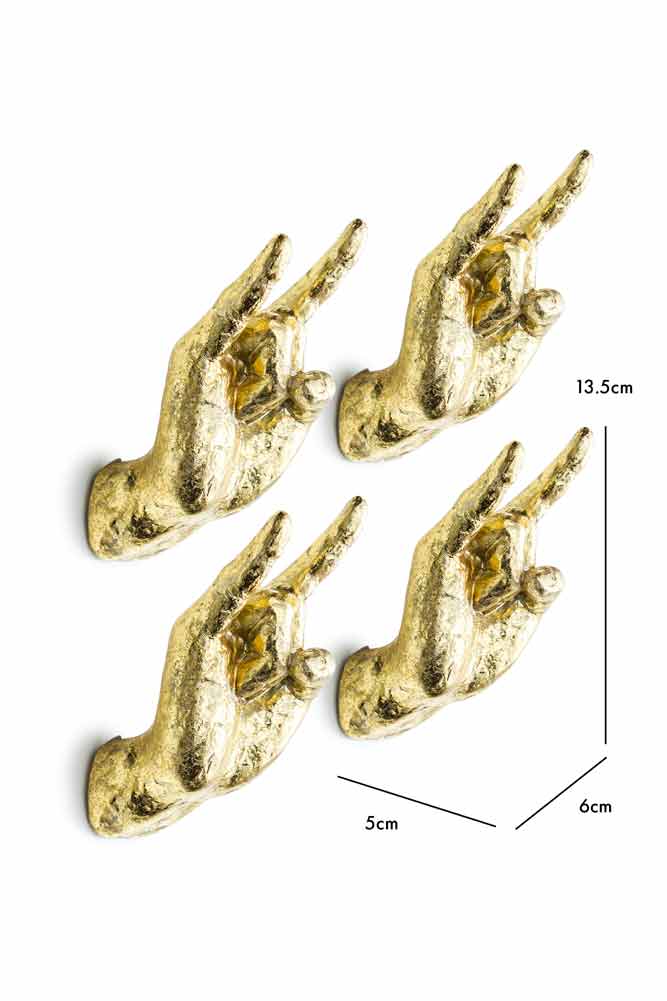 Gold Set of 4 Rock On Wall Hands - Image 9