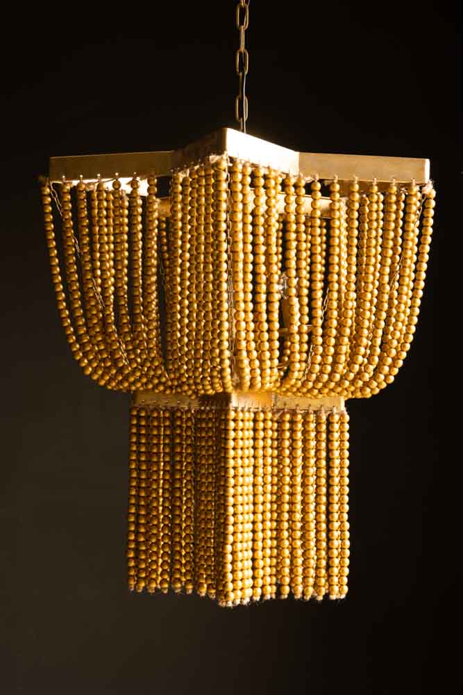 Gold Star Shaped Beaded Statement Chandelier Light - Image 10