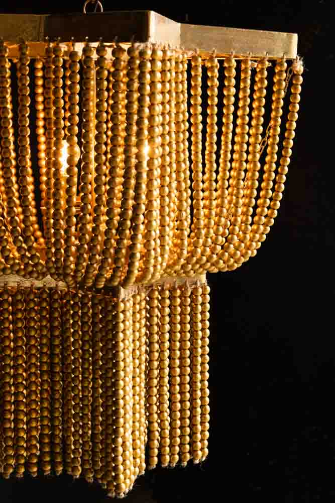 Gold Star Shaped Beaded Statement Chandelier Light - Image 11