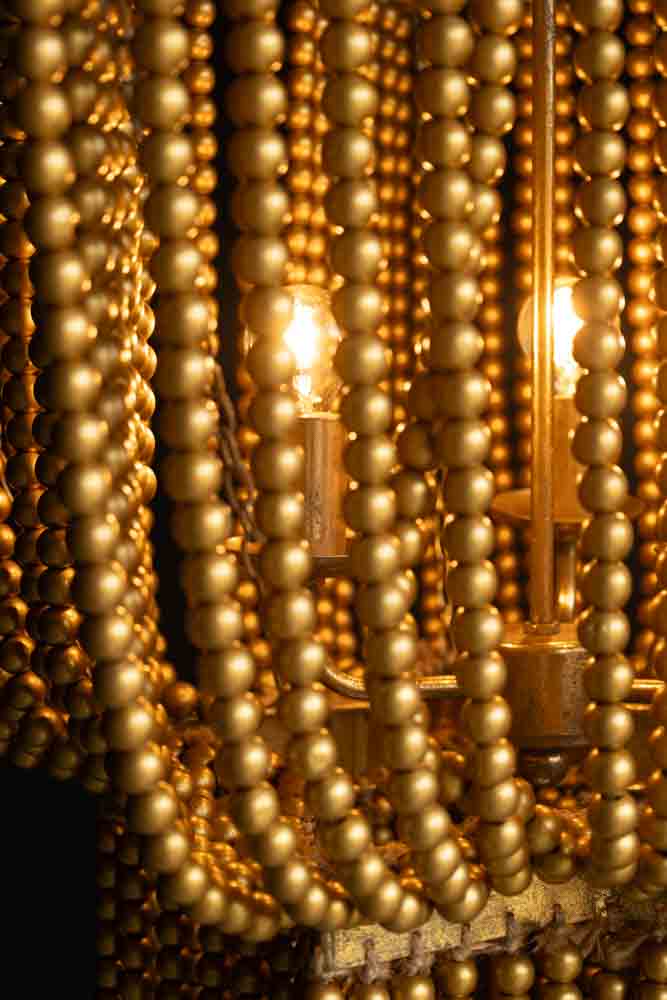 Gold Star Shaped Beaded Statement Chandelier Light - Image 12