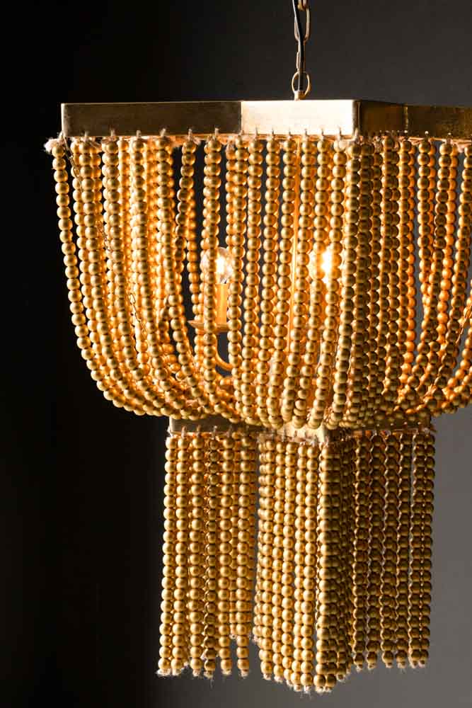 Gold Star Shaped Beaded Statement Chandelier Light - Image 2