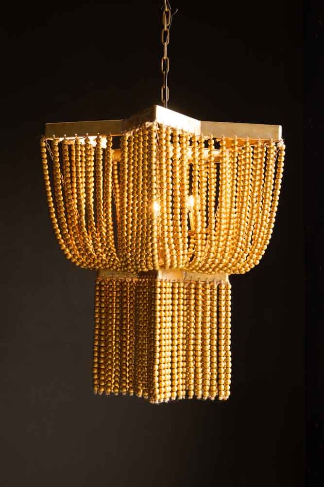 Gold Star Shaped Beaded Statement Chandelier Light - Image 9