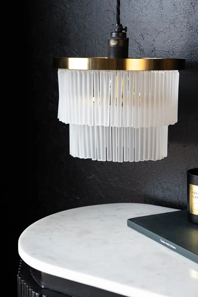 Gold Tiered Glass Easyfit Ceiling Light Shade - Image 12
