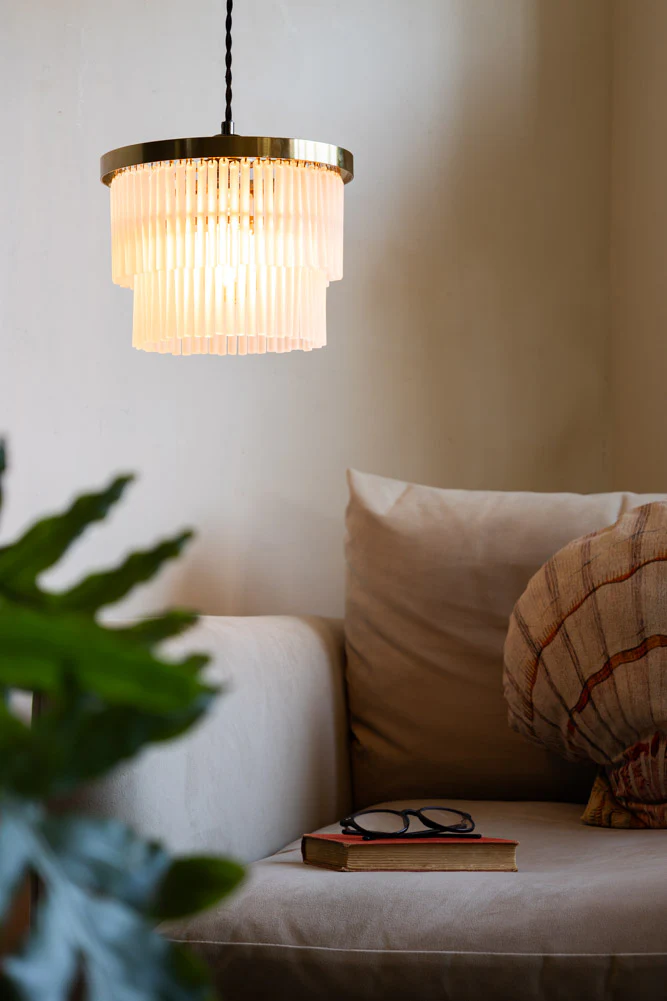 Gold Tiered Glass Easyfit Ceiling Light Shade - Image 6