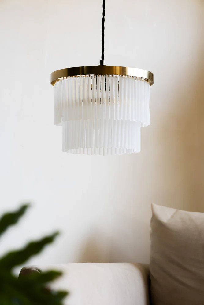Gold Tiered Glass Easyfit Ceiling Light Shade - Image 7