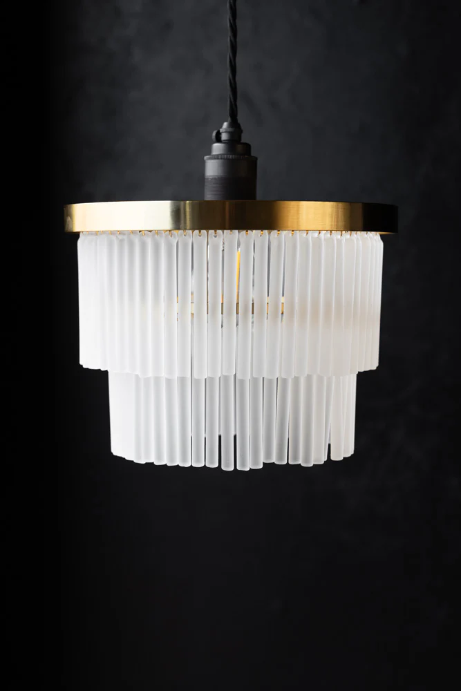 Gold Tiered Glass Easyfit Ceiling Light Shade - Image 8