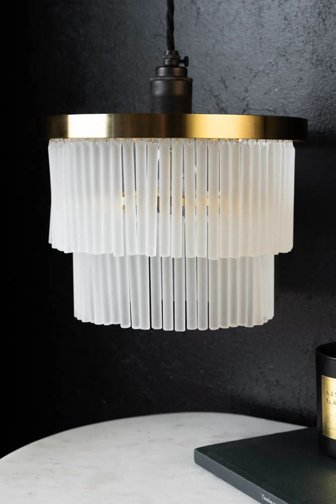 Gold Tiered Glass Easyfit Ceiling Light Shade - Image 9