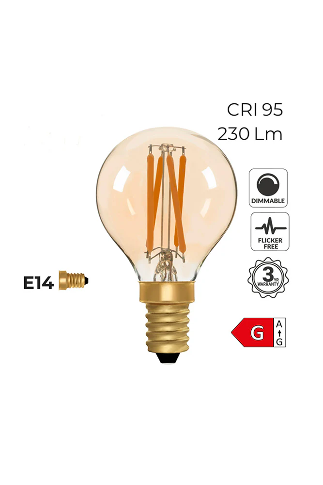 Golf Ball E14 4W Amber LED Light Bulb - Image 3