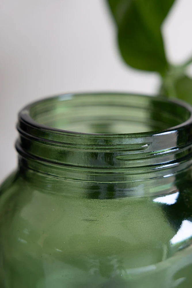 Green Glass Storage Jar With Black Lid - Coffee - Image 7