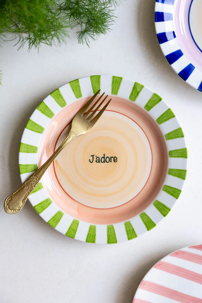 Green & Pink J’adore Ceramic Serving Plate - Image 3