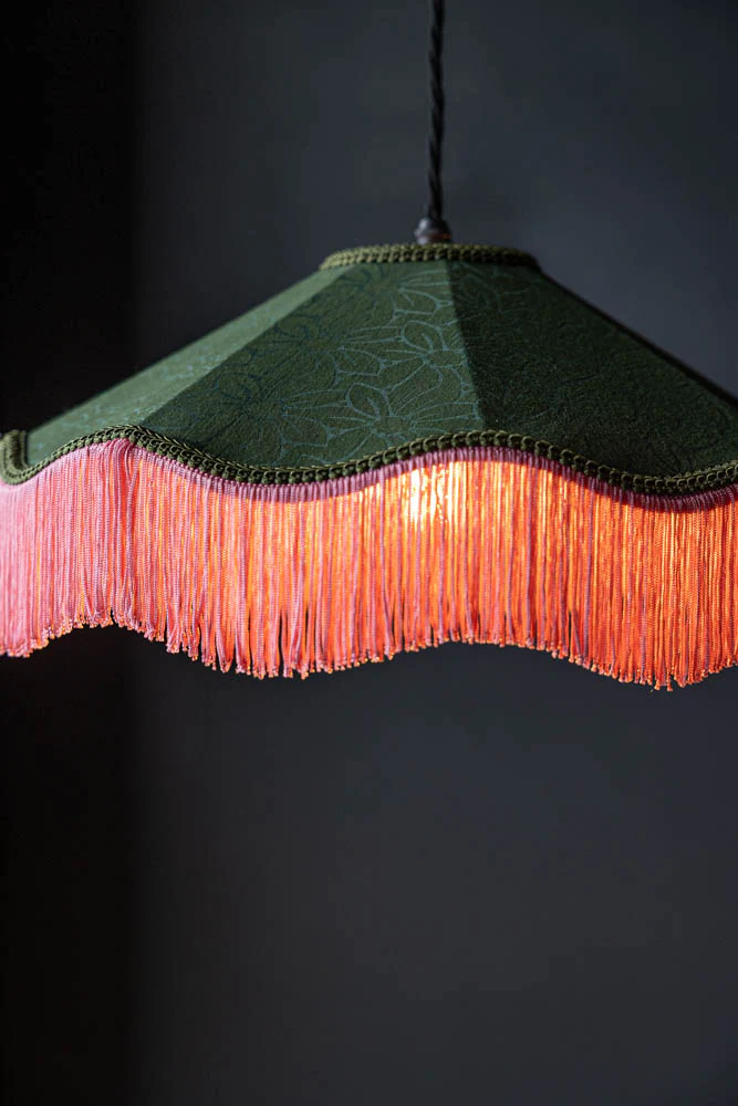 Green & Pink Tassel Ceiling Light Shade - Image 3