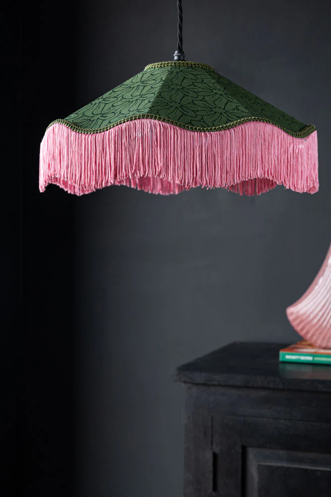 Green & Pink Tassel Ceiling Light Shade - Image 4