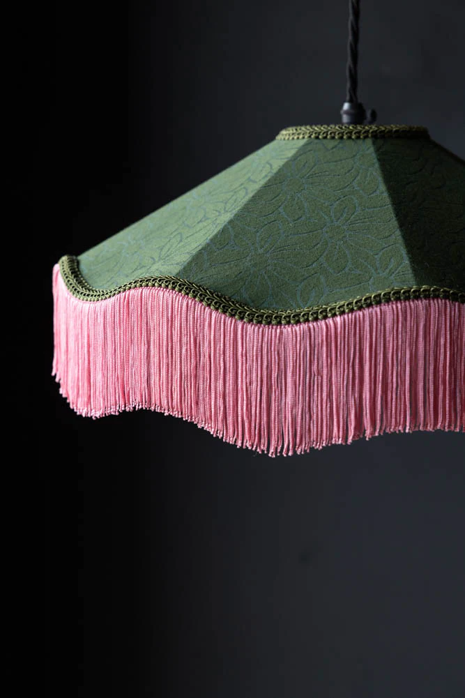 Green & Pink Tassel Ceiling Light Shade - Image 5