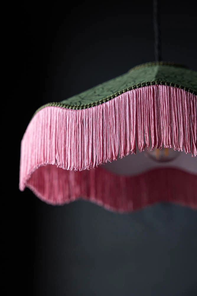 Green & Pink Tassel Ceiling Light Shade - Image 7