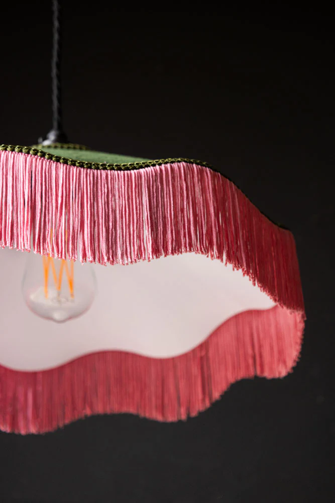 Green & Pink Tassel Ceiling Light Shade - Image 8