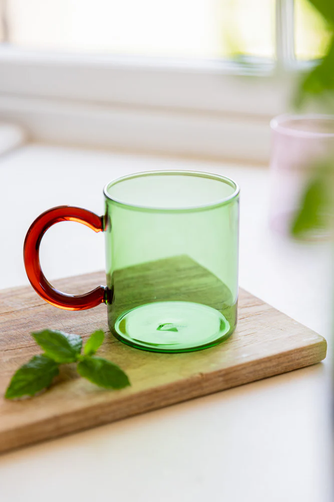 Green & Red Glass Mug