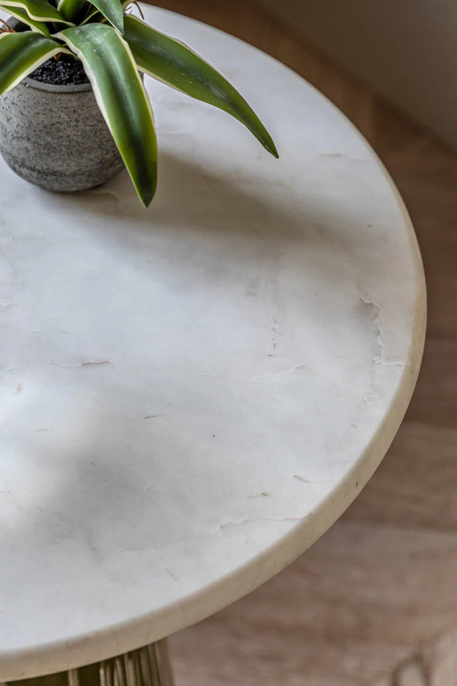 Green Tapered Glass & Marble Side Table - Image 4