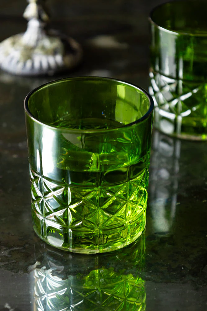 Green Whiskey Embossed Glass - Available in Two Designs - Image 2